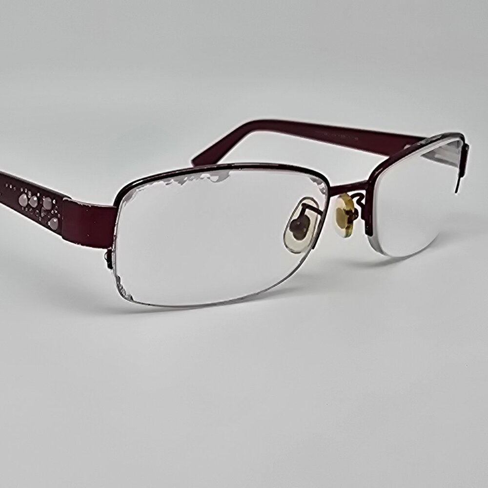 Christian Dior CD7746J C5 Red Rhinestone Semi Rimless Eyeglasses Frame w/ Case - Picture 9 of 16